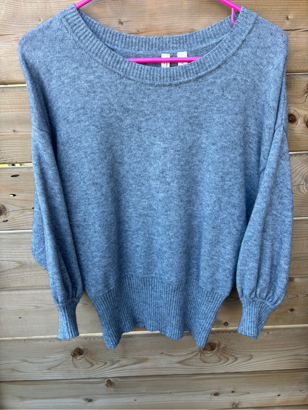 Moth by Anthropologie Gray Balloon-Sleeve Sweater